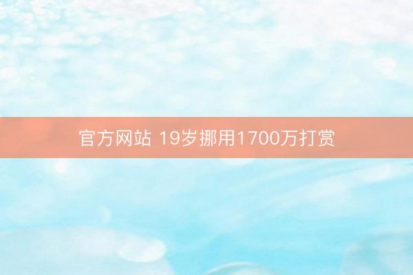 官方网站 19岁挪用1700万打赏