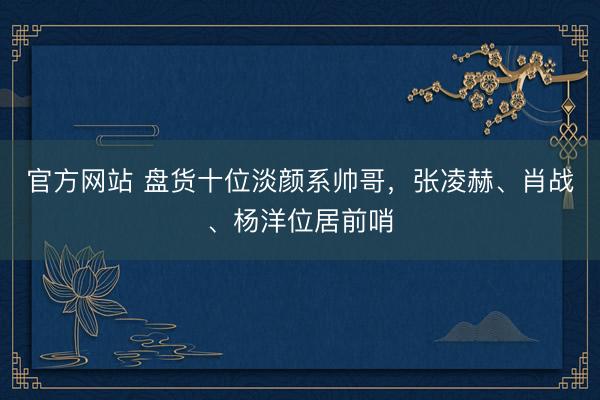 官方网站 盘货十位淡颜系帅哥，张凌赫、肖战、杨洋位居前哨