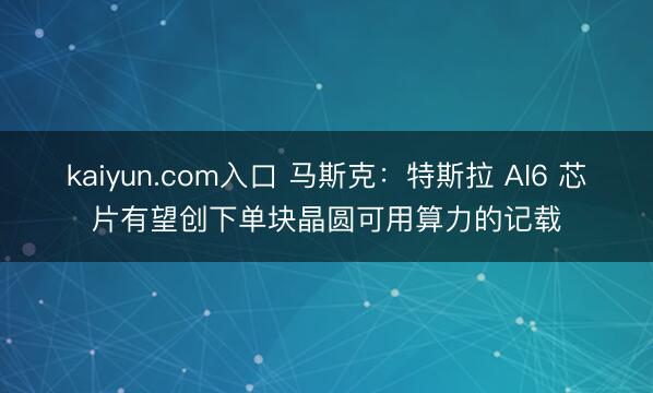 kaiyun.com入口 马斯克：特斯拉 AI6 芯片有望创下单块晶圆可用算力的记载